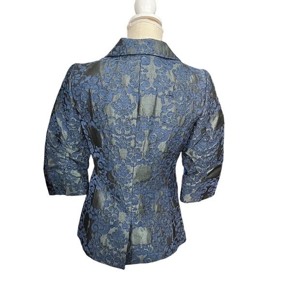 The Limited Women Blue Floral Brocade 1 Button Blazer Sz Sm 3/4 Sleeve Career - Picture 6 of 14